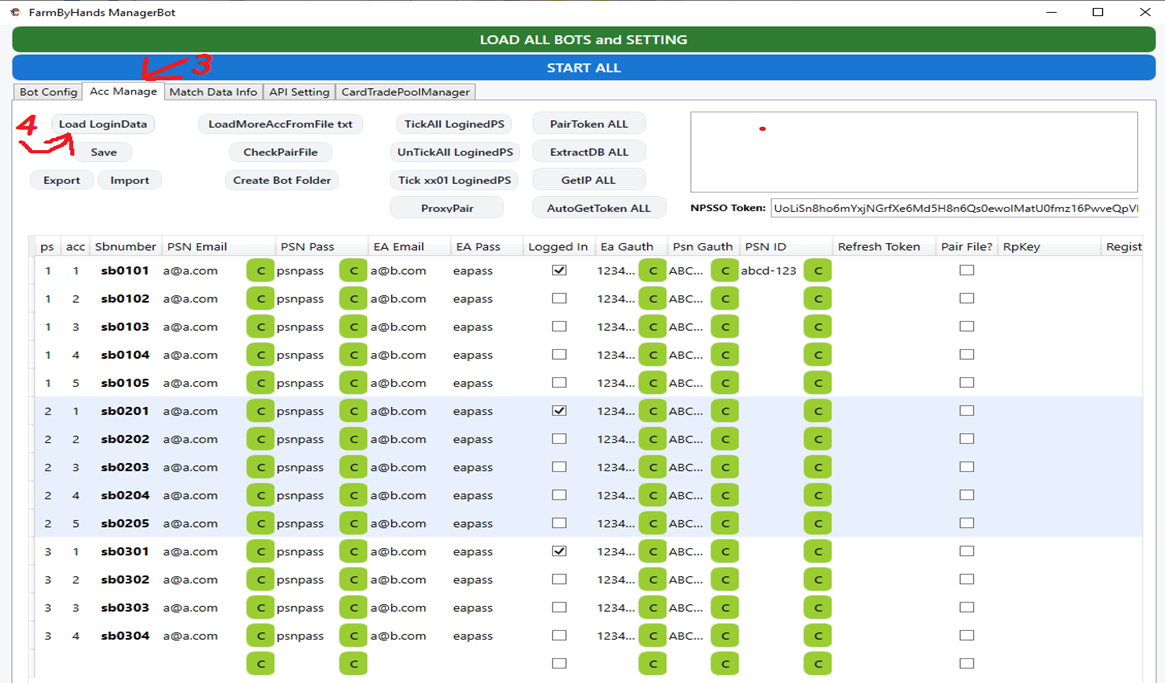 Load Account Database Buttons